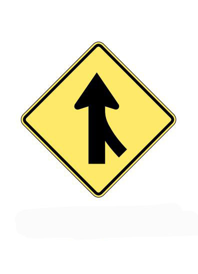 a merging traffic sign warns you