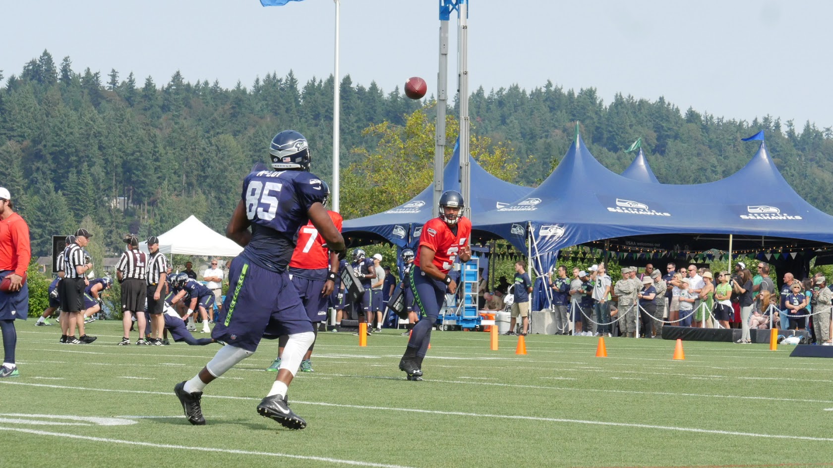 Seattle Seahawks tight end Anthony McCoy runs after catching after