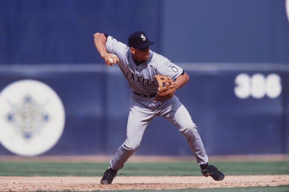 Alex Rodriguez of the Seattle Mariners at Anaheim Stadium in