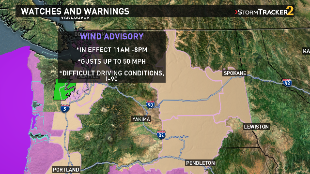 Wind gusts up to 50 mph expected across the INW | krem.com