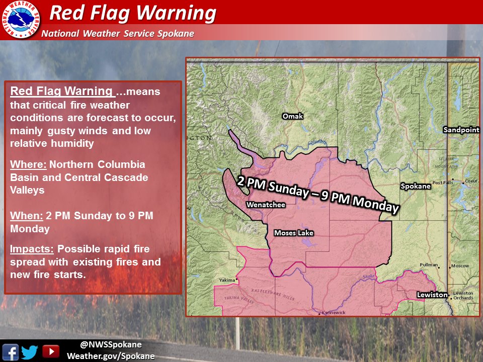 Red Flag Warning for critical fire weather issued for parts of central