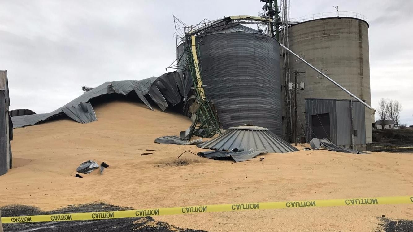 Grainery Exploding Grain elevator collapses with 150,000 bushels of wheat inside | krem.com
